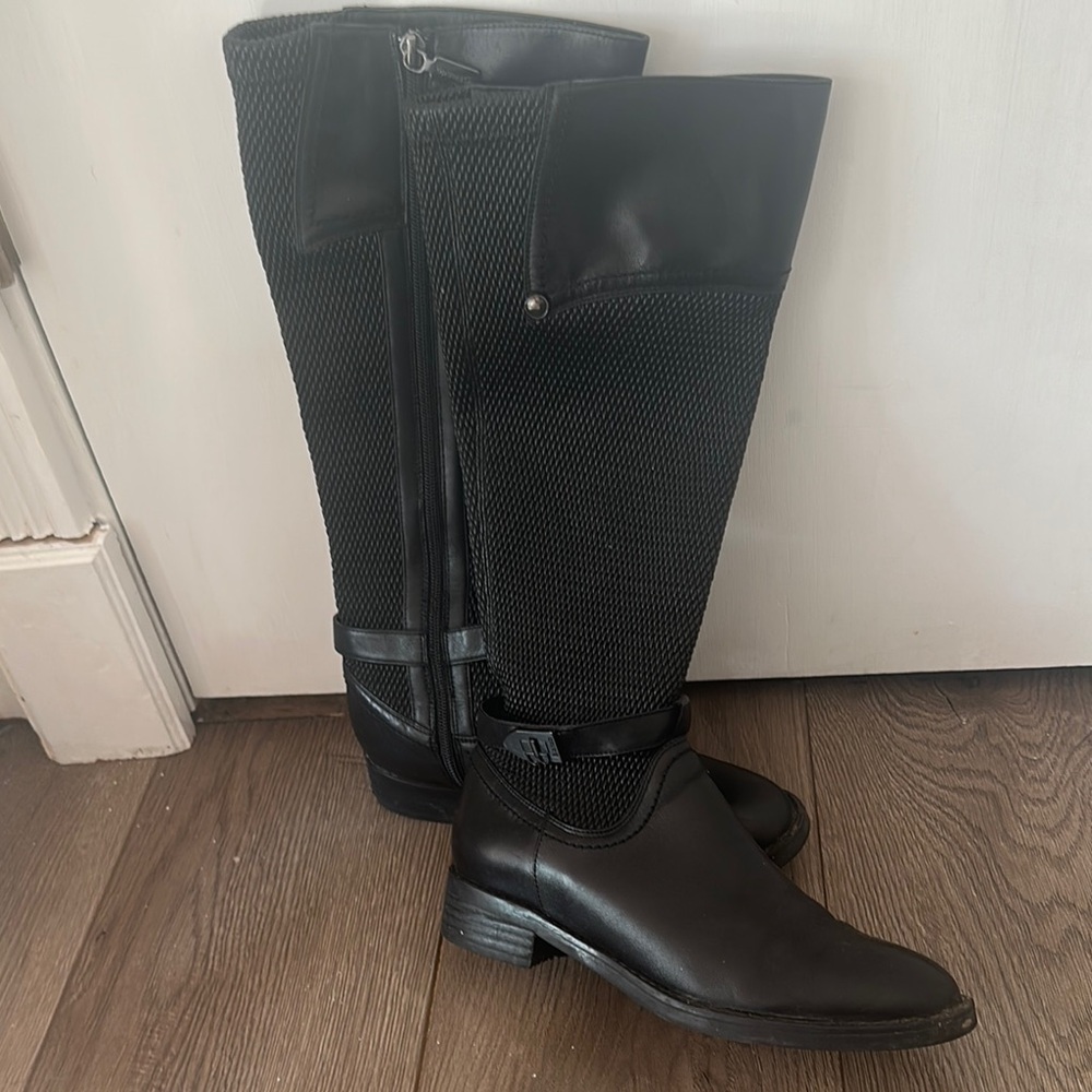 Blondo Black Knee High Boots with Mesh Detail